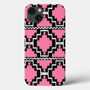 Padrão Ikat Aztec - Rosa Fuchsia, Preto e Branco