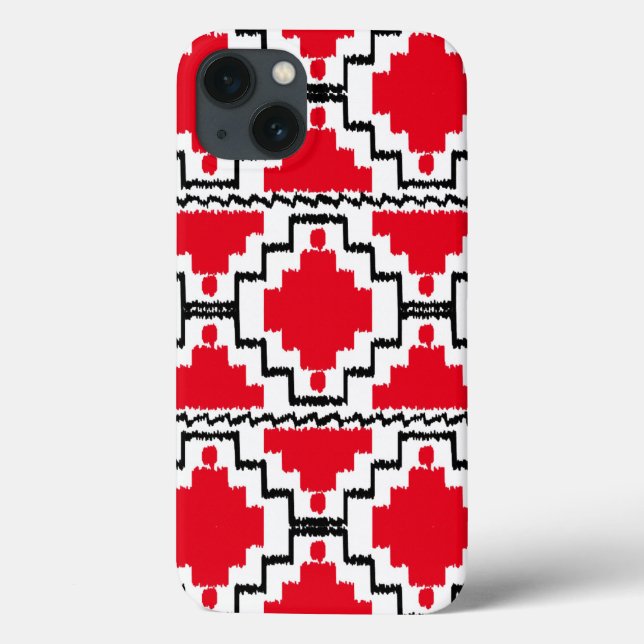 Padrão Ikat Aztec - Vermelho, Preto e Branco (Verso)