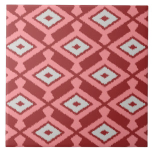 Padrão Ikat - Borgonha, Cinza e coral