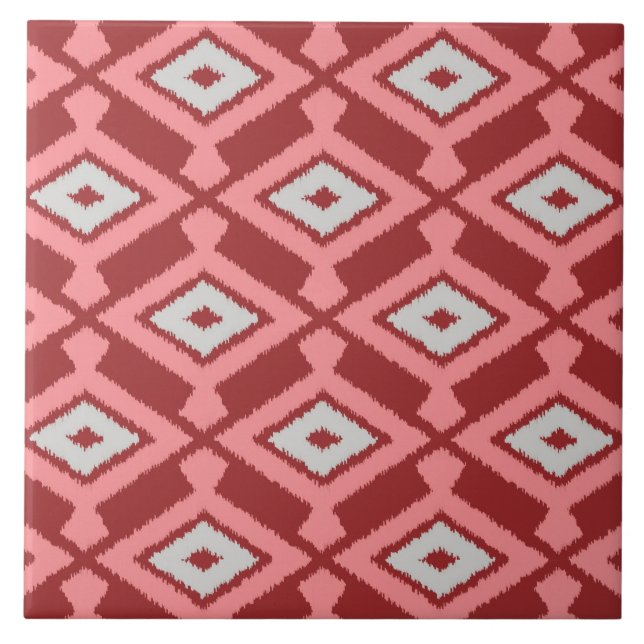 Padrão Ikat - Borgonha, Cinza e coral (Frente)