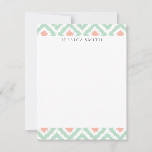 Padrão Ikat de Ouros de Mint Coral (Frente)