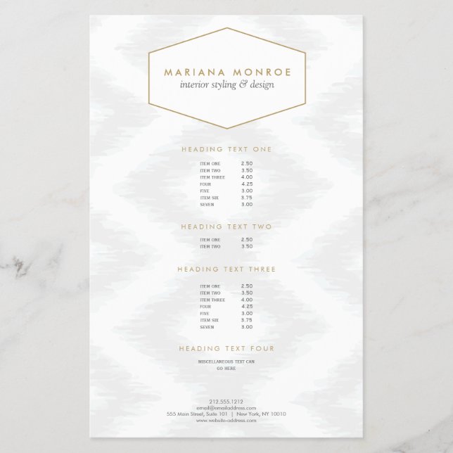 Padrão Ikat no Folheto do Designer de Cinzas (Frente)