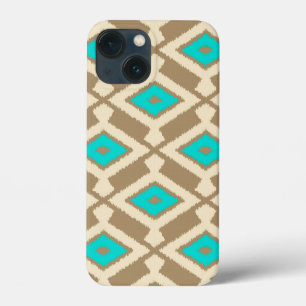 Padrão Ikat - Turquesa, Taupe e Beige