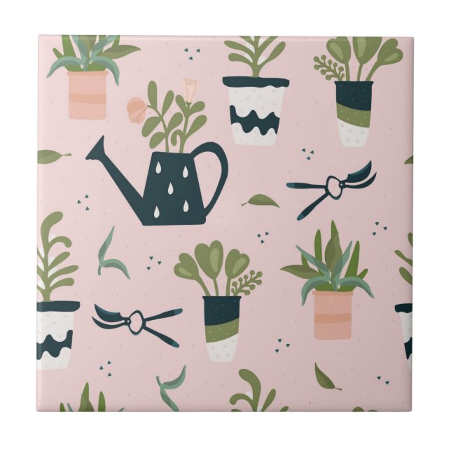 Padrão Impresso de Jardinagem Rosa Whimsical (Frente)