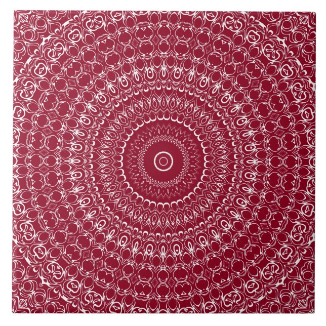 Padrão Intricado de Mandala Burgundy e Branco (Frente)