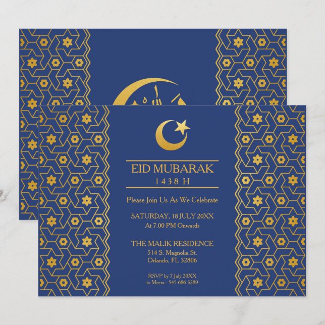 Padrão Islâmico do Convite de festas de Celebração (Frente/Verso)