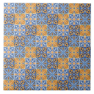 Padrão italiano azul e marrom elegante amarelo