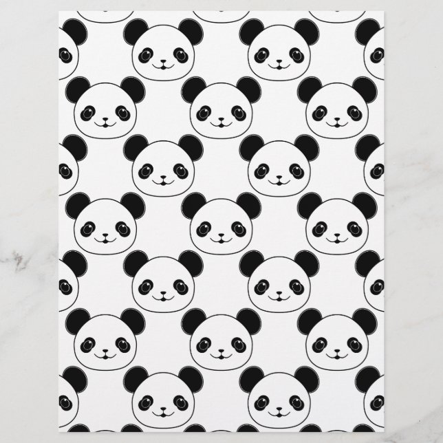Padrão Kawaii Panda Em Preto E Branco (Frente)