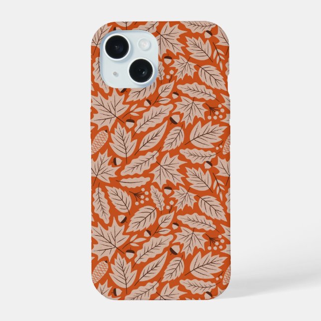 Padrão Laranja Fall Folhas & Acorns (Verso)
