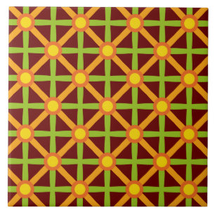 Padrão Laranja Verde e Amarelo Inspirado no Retro