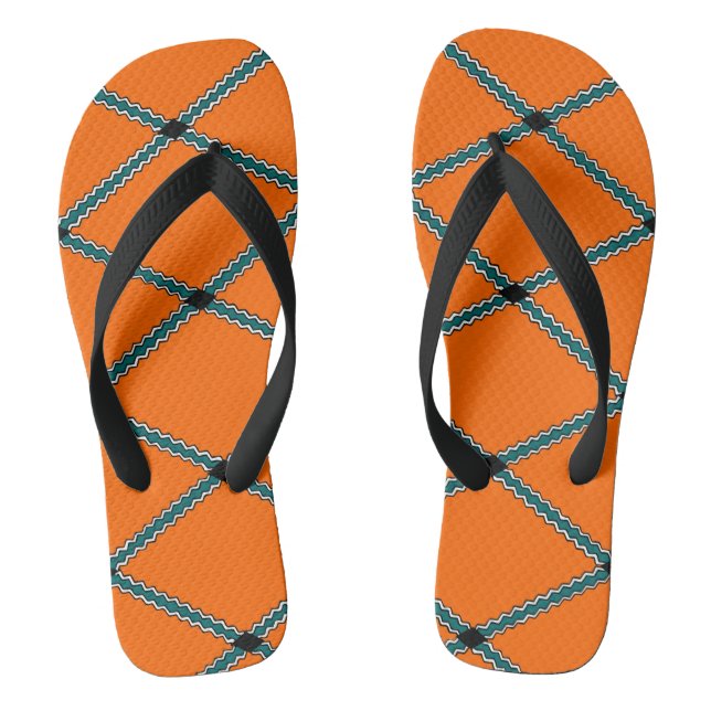 Padrão Laranja Zigzag | Chinelo (Pé da cama)