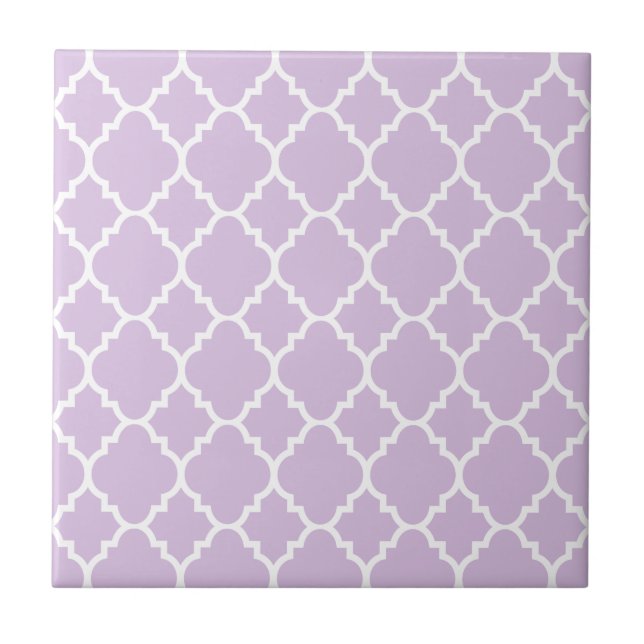 Padrão Lavanda de Quatrefoil Branco do Marrocos (Frente)