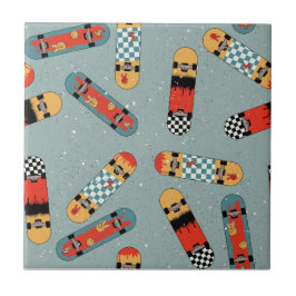 Padrão Legal sem costura azul de skate retroativo