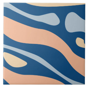 Padrão Líquido Ondulado de Pêssego Azul Abstrat