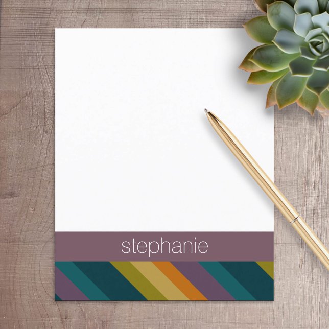 Padrão Listrado de Outono Quente Nome Personalizad (Personalized Stationery)