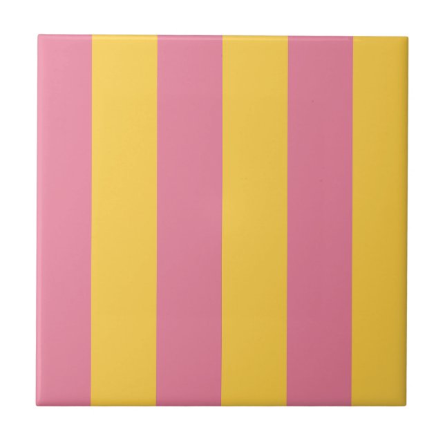 Padrão Listrado Vertical Rosa Vibrante e Amarelo (Frente)