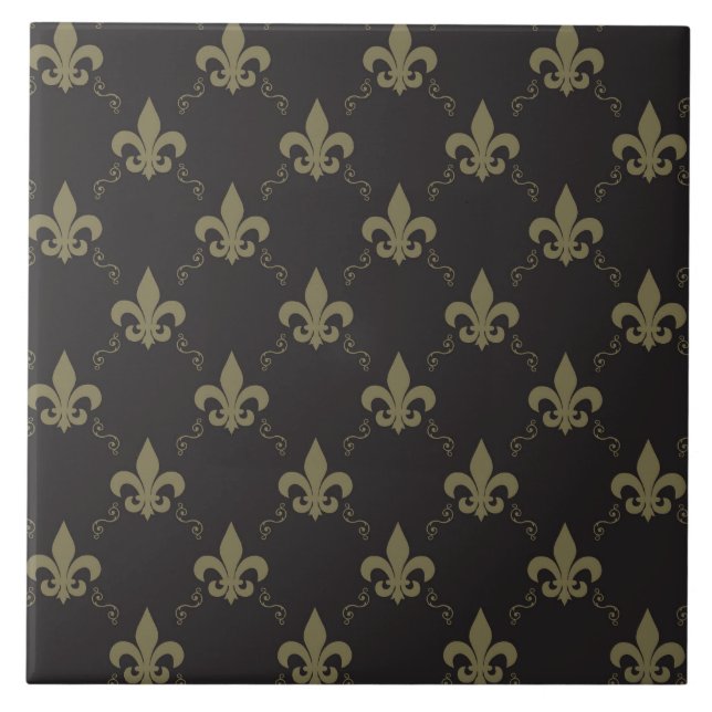 Padrão Luxuoso Black Fleur De Lis Dourado (Frente)