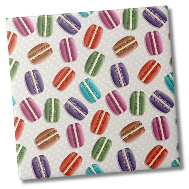 Padrão Macaron Francês Bonito (Colorful Cute Trendy French Macaron Cookie Pattern Ceramic Tile)