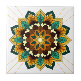 Padrão Mandala 02 em Azulejo de cerâmica amarela e