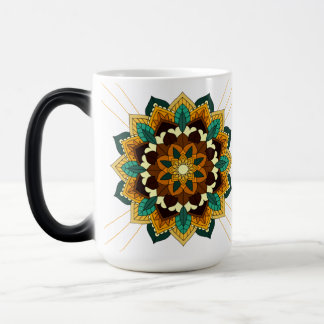 Padrão Mandala 02 em caneca mágica amarela e tan
