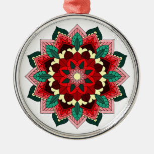 Padrão Mandala 02 em ornamento de metal vermelho