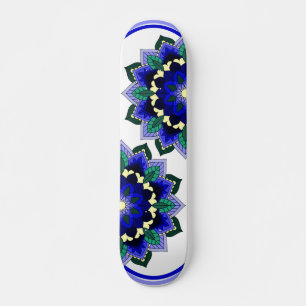 Padrão Mandala 02 em skate azul escuro