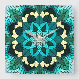 Padrão Mandala 02 no Relógio de Parede Quadrado de