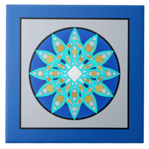 Padrão Mandala em azul Cobalto e Cinzas / Cinza