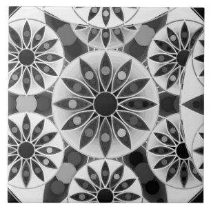 Padrão Mandala, preto, branco e cinzas / cinzas
