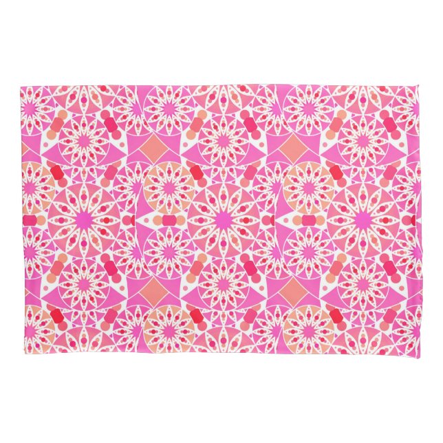 Padrão mandala, rosa fúcsia e coral (Frente)