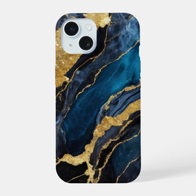 Padrão Marble Azul com Dourado (Verso)