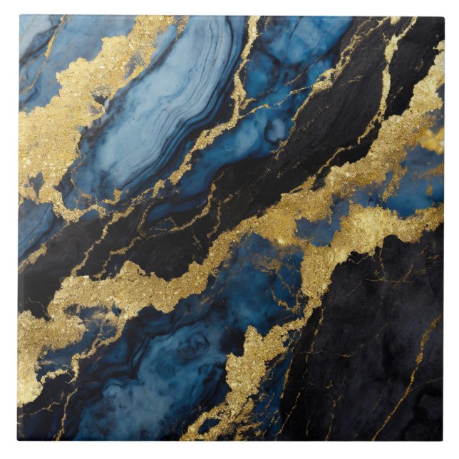 Padrão Marble Azul com Dourado (Frente)