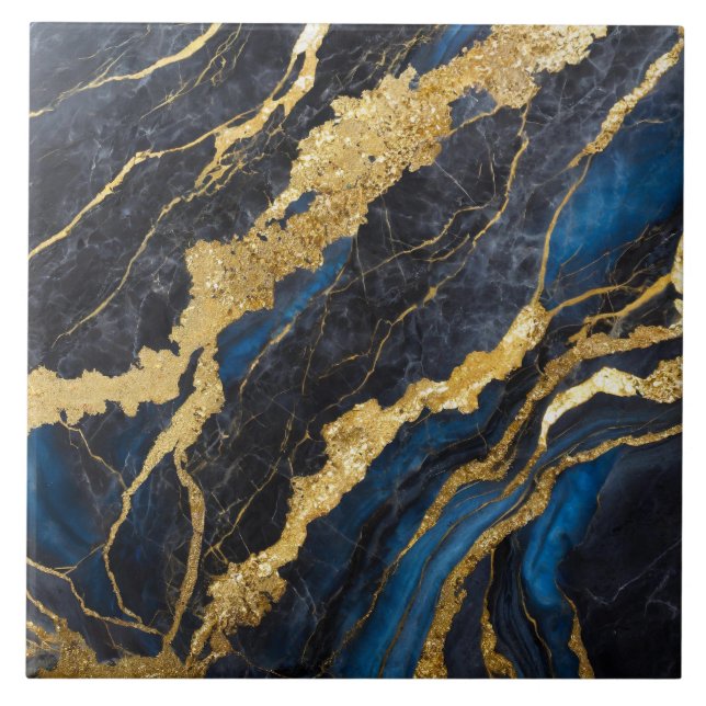 Padrão Marble Azul com Dourado (Frente)