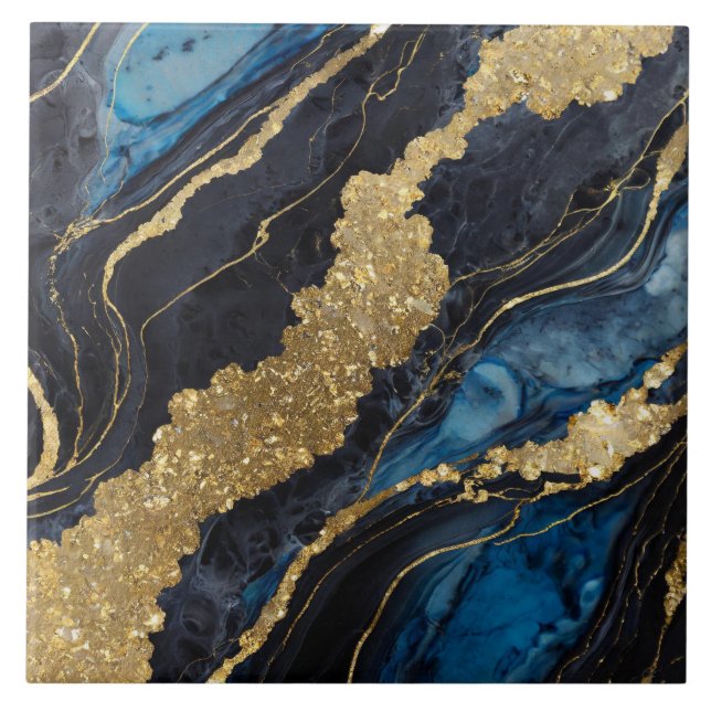 Padrão Marble Azul com Dourado (Frente)