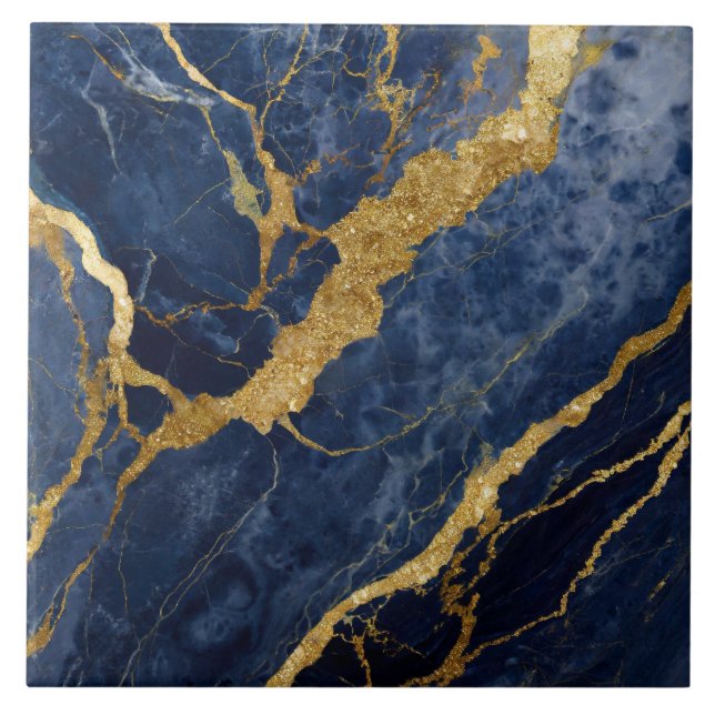 Padrão Marble Azul com Dourado (Frente)