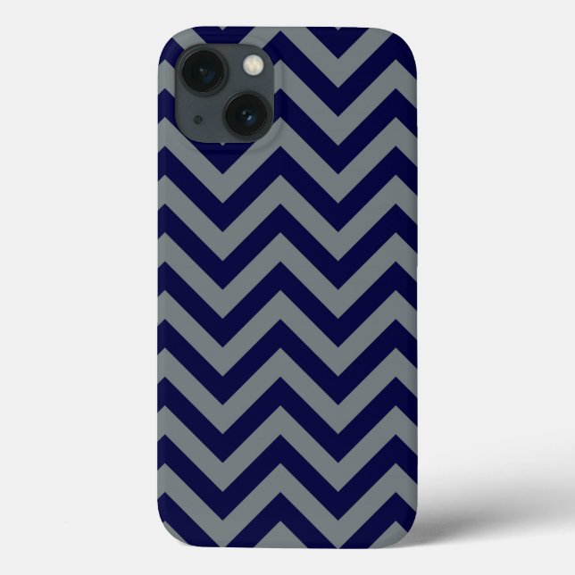 Padrão marinho Azul, Carvão Grande Chevron ZigZag (Verso)