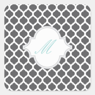 Padrão marroquino de cinza com adesivos Monogramas