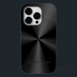 Padrão Metálico Preto Aço Inoxidável Olho 3<br><div class="desc">Padrão metálico brilhante preto de aço inoxidável. Monograma personalizado e opcional. Esta é uma imagem do padrão de aço inoxidável e não do metal real. Disponível em outros produtos</div>