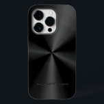 Padrão Metálico Preto Aço Inoxidável Olho 3<br><div class="desc">Padrão metálico brilhante preto de aço inoxidável. Monograma personalizado e opcional. Esta é uma imagem do padrão de aço inoxidável e não do metal real. Disponível em outros produtos</div>