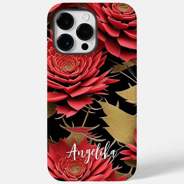 Padrão mínimo vermelho e Abstrato Dourado personal (Verso)