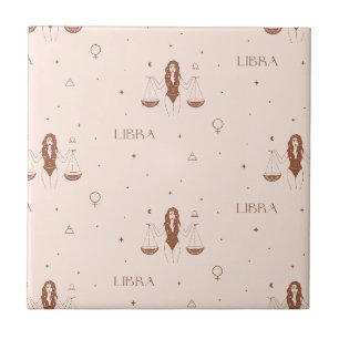 Padrão Místico do Zodíaco de Libra em Rosa e Marro