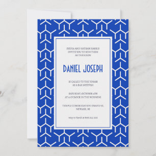 Padrão moderno azul-judeu Bar Mitzvah Convite