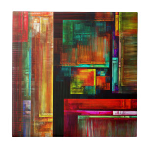 Padrão Moderno de Abstrato de Arte Quadrados Color