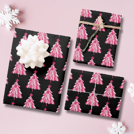 Padrão Moderno de Árvore de Natal Rosa e Preto