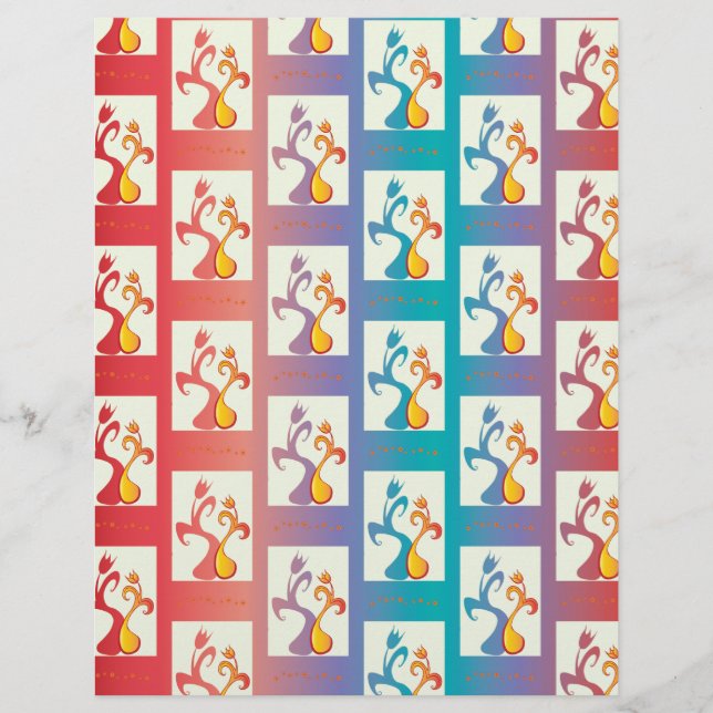 Padrão moderno de Casal vermelho, púrpura e azul d (Frente)