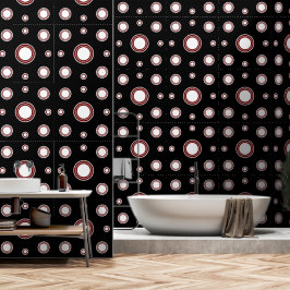 Padrão Moderno de Círculo Branco Vermelho Preto