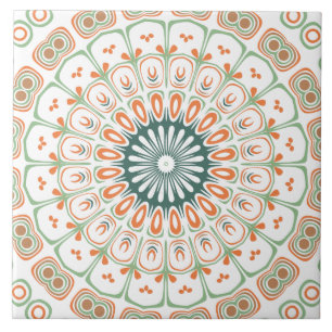 Padrão Moderno de Mandala Laranja e Verde