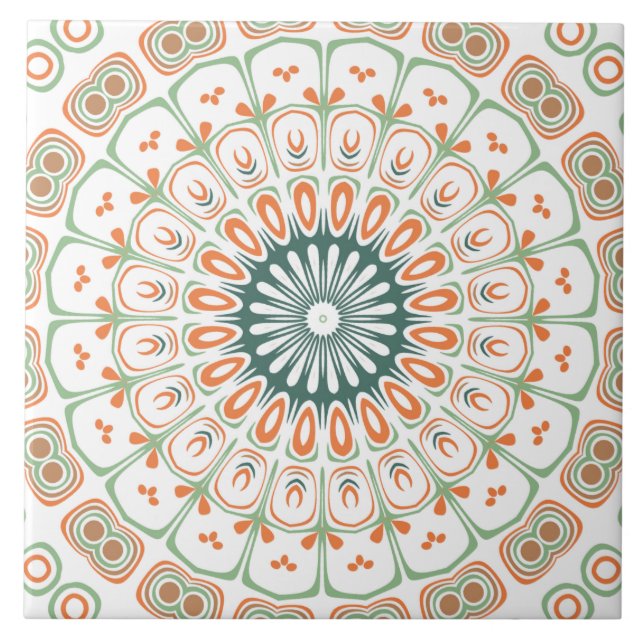 Padrão Moderno de Mandala Laranja e Verde (Frente)