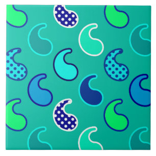 Padrão moderno de paisley, Turquesa, Azul e Água