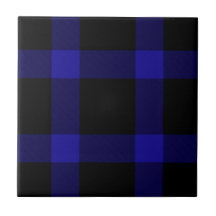 Padrão moderno de Xadrez do Tartan preto e azul
